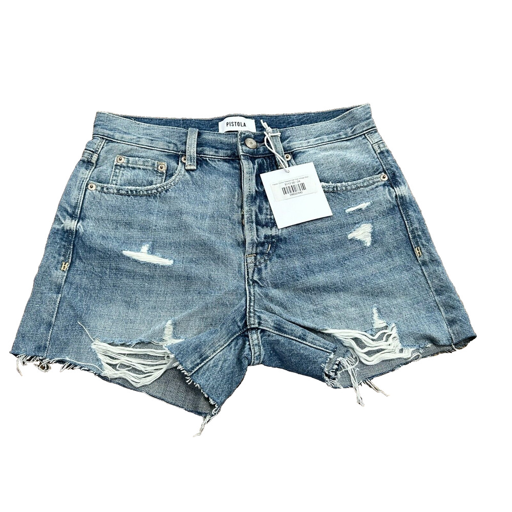 NWT Pistola Blue Denim Connor‎ Relaxed High Rise Cut-Off Vintage Shorts Size 27